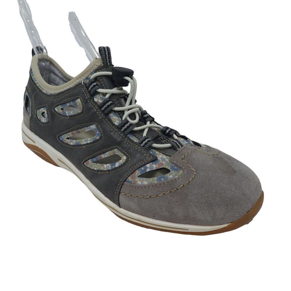 Rieker Gray Leather Pull On Comfort Sneakers Womens EU 40 US 10